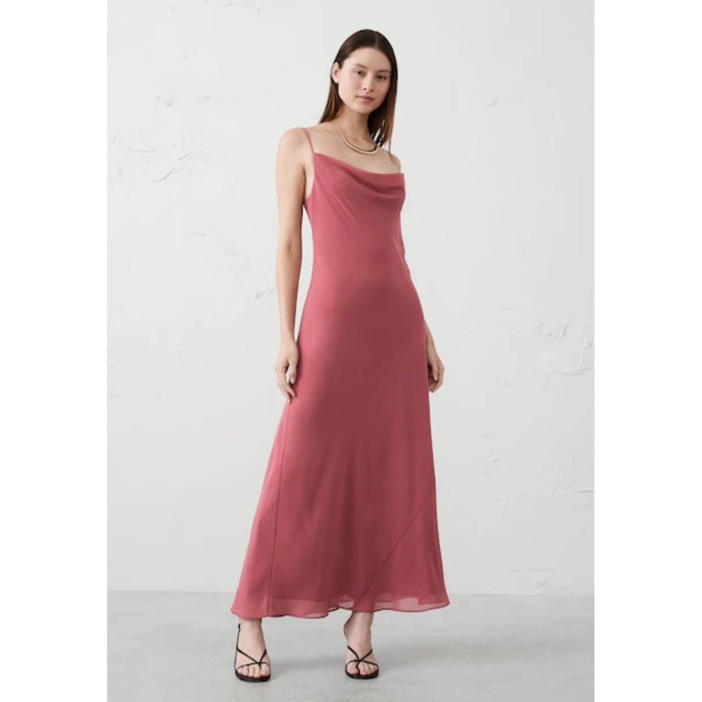 Banana Republic Factory Chiffon Maxi Dress Rosewood Pink Size XXL NWT